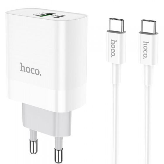 Cargador PD + QC 3.0 18W + Cable Tipo C a Tipo C HOCO C80A